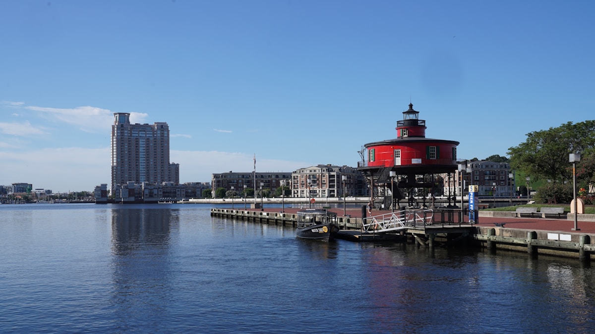 Seven Foot Knoll Lighthouse on the waterfront, Baltimore, Maryland