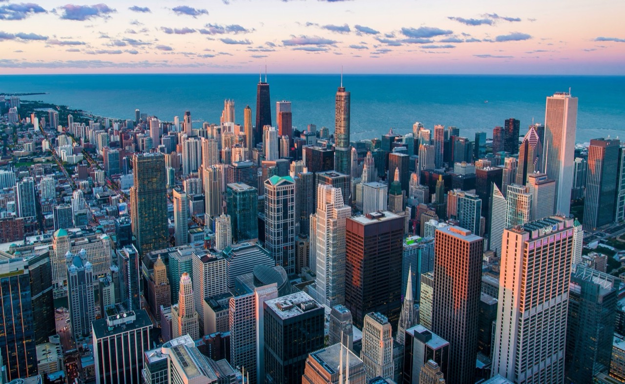 Buildings viewed from Willis Tower Skydeck, Chicago, Illinois