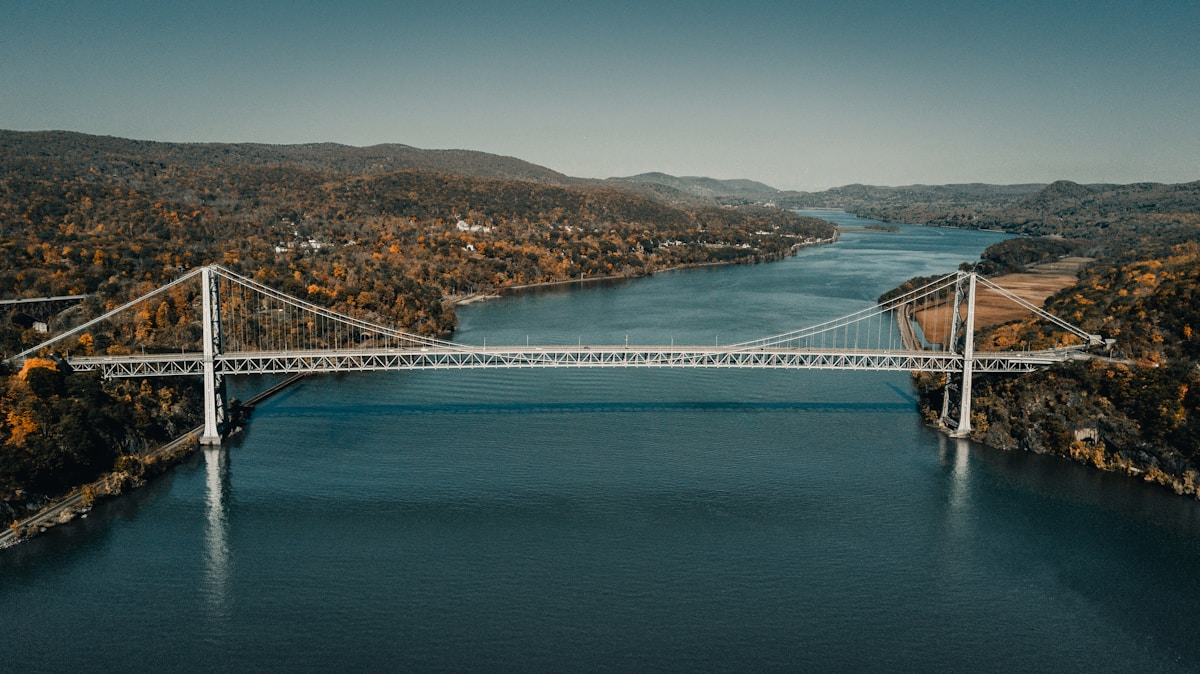 Bear Mountain Bridge over the Hudson River in autumn