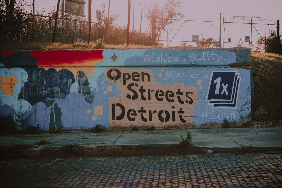 Open Streets Detroit painted street wall art, Michigan