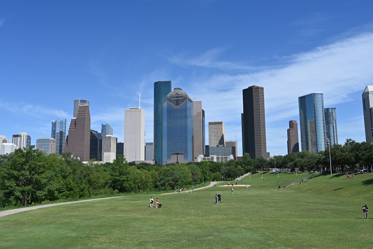 Houston, Texas city skyline on a sunny day