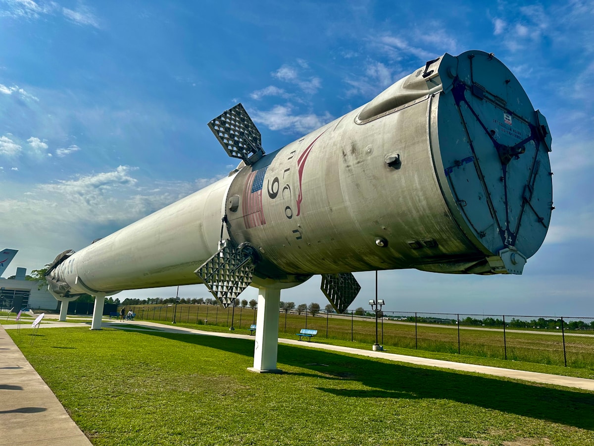 Large Saturn V rocket on display at Johnson Space Center, Houston, Texas