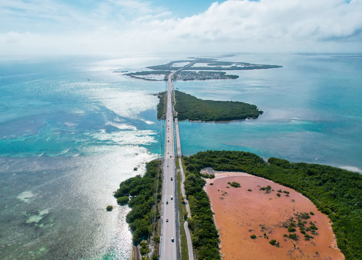 Overseas Highway bridge stretching over turquoise water in the Florida Keys