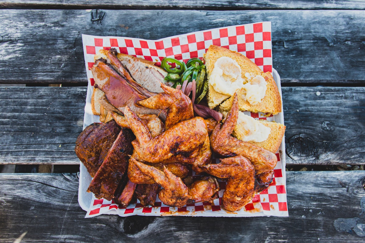 Classic Kansas City BBQ — fried chicken on red and white checkered paper
