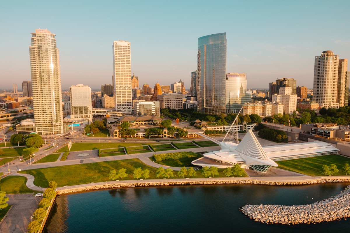 Milwaukee skyline with Lake Michigan visible in the background, Wisconsin