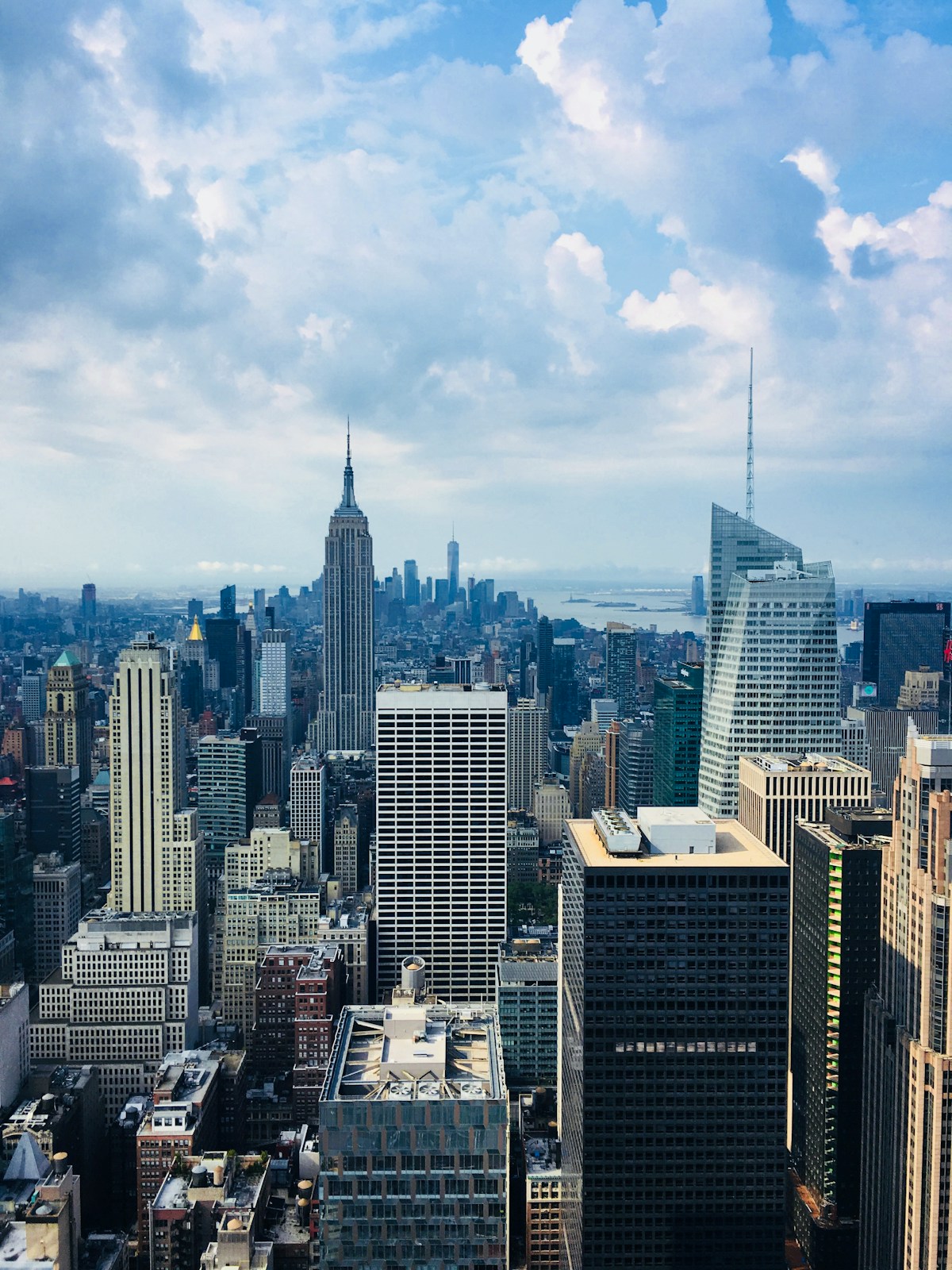 Manhattan skyline with Empire State Building viewed from Rockefeller Plaza, New York City - digital nomad guide