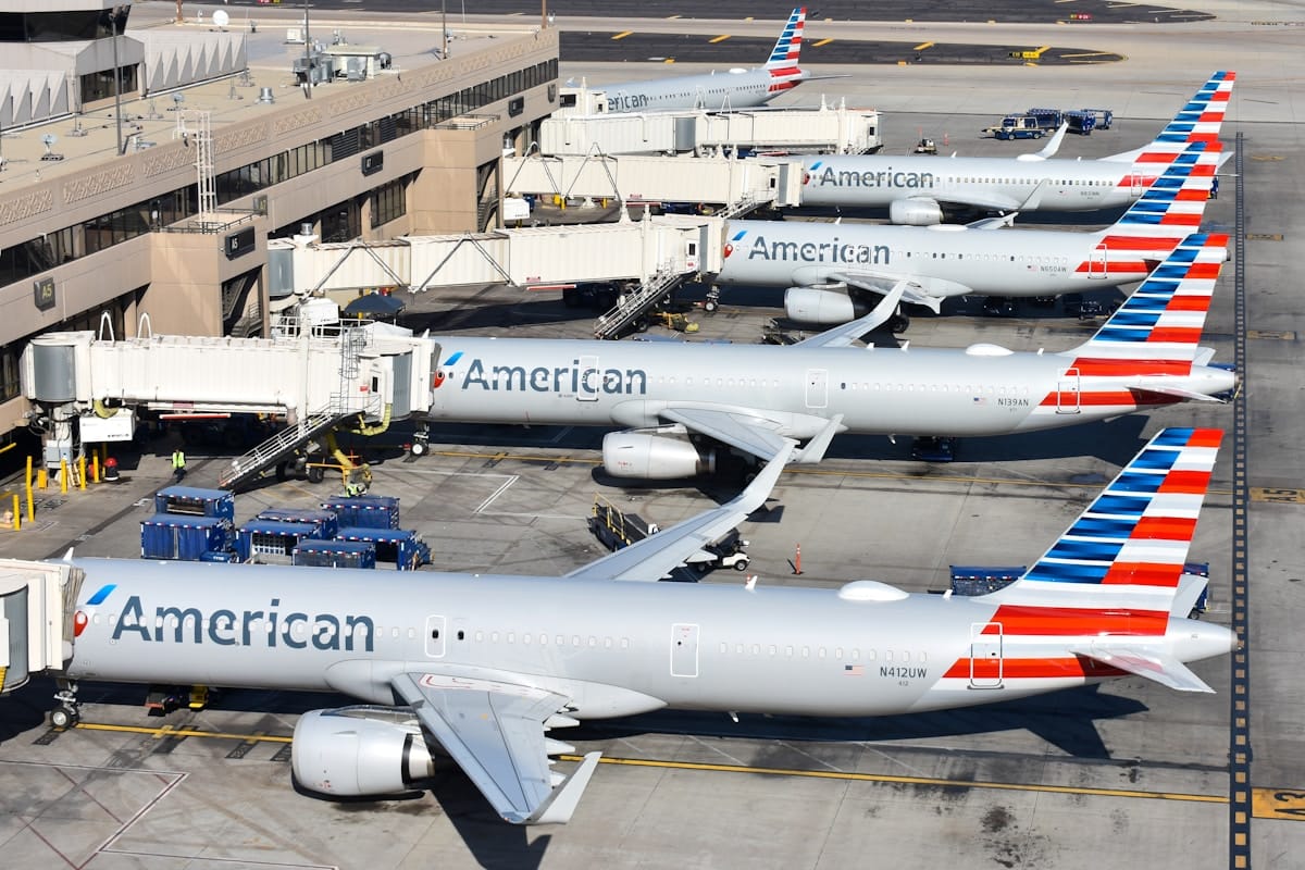 American Airlines aircraft lined up at Phoenix Sky Harbor International Airport, Arizona