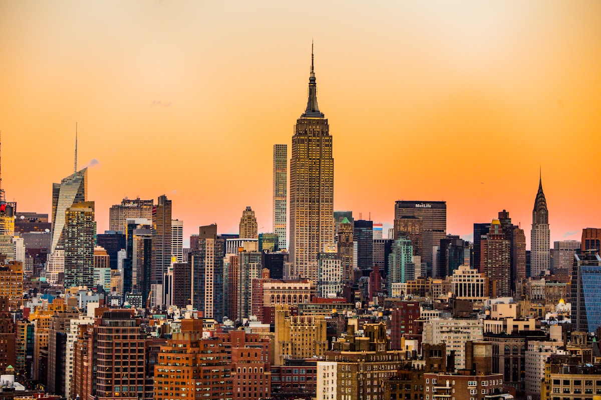 Empire State Building rising above the Manhattan skyline, New York