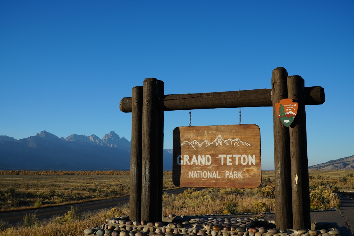 National park entrance sign at a US national park