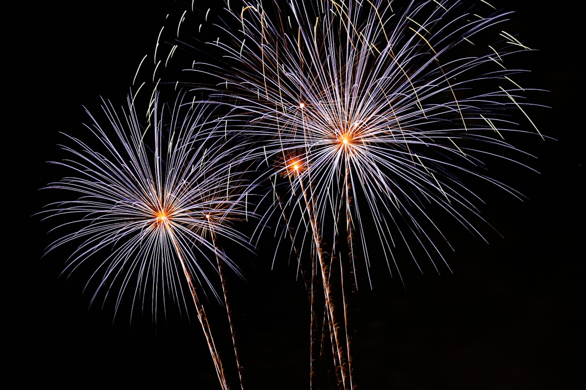 Fireworks display lighting up the night sky over Ohio, USA