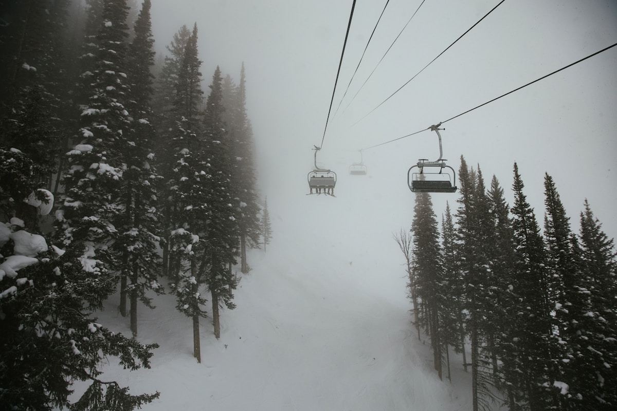 Stowe Mountain Resort Vermont in winter with the Front Four expert trails and Mount Mansfield above the treeline