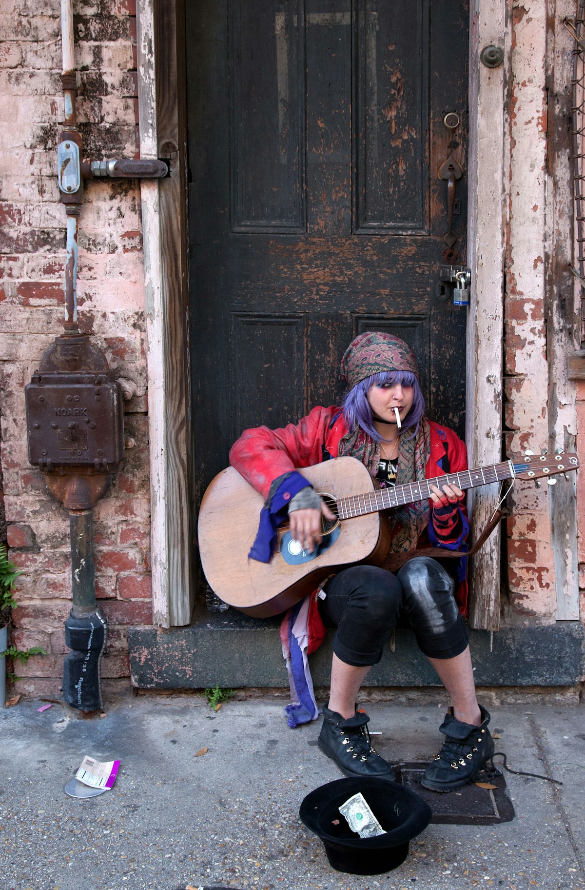 Street musician busking in the French Quarter, New Orleans, Louisiana